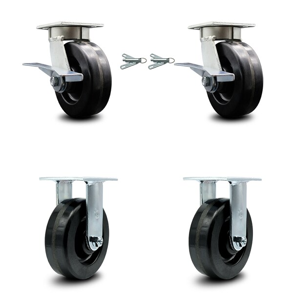 Service Caster 6 Inch Kingpinless Phenolic Wheel Caster Brakes and Swivel Locks 2 Rigid, 2PK SCC-KP30S620-PHR-SLB-BSL-2-R-2 - main